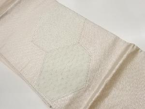 亀甲に花々・変わり青海波模様刺繍名古屋帯